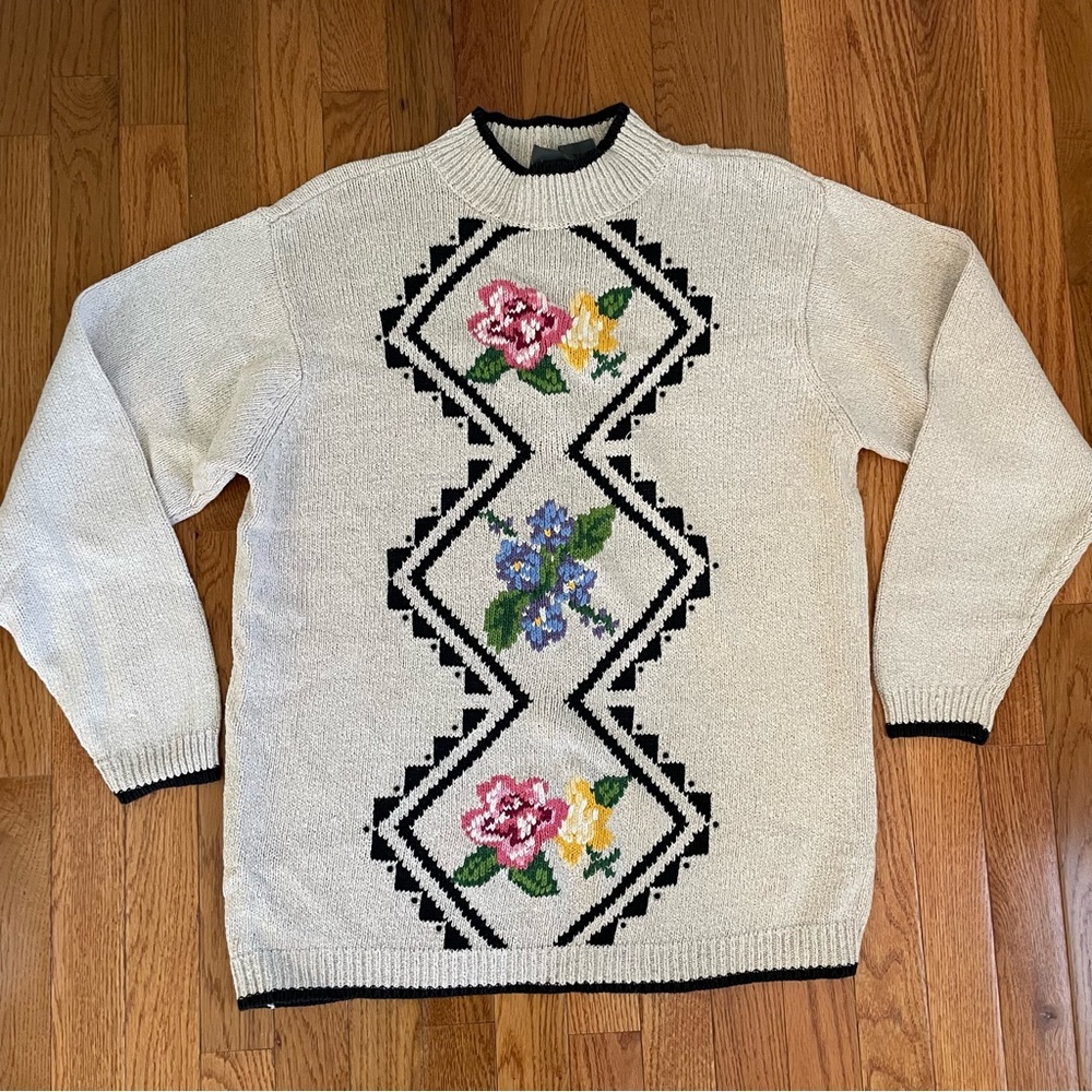 Gorgeous Vintage Embroidered Knit Sweater